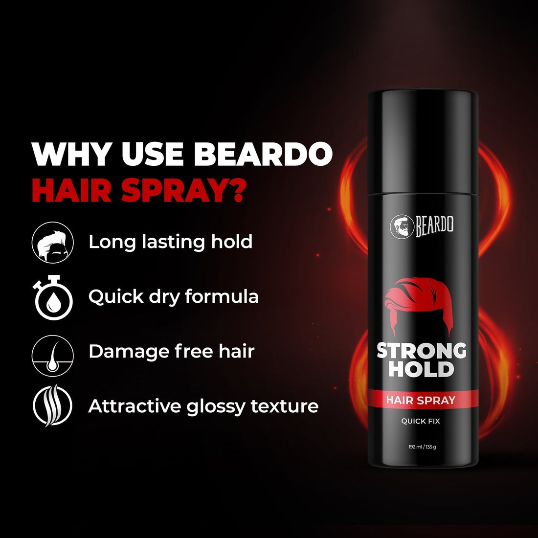 Beardo Hair Spray 192ml – Side Angle