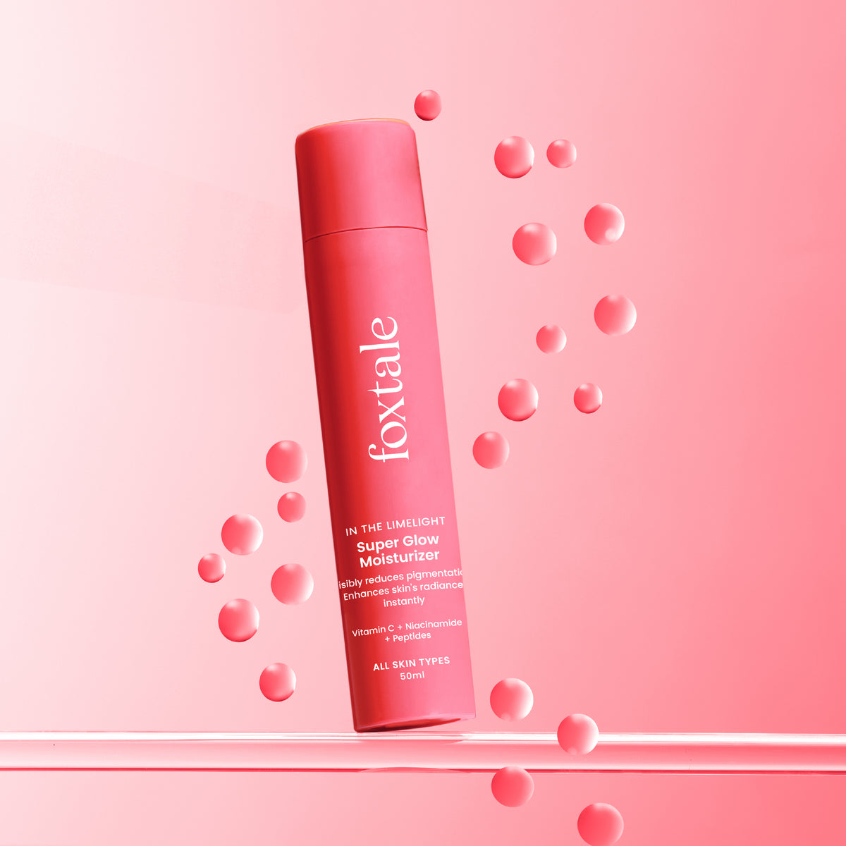 Foxtale Super Glow Moisturizer With Vitamin C, Niacinamide, & Peptides for a Long-lasting Glow, 50ml