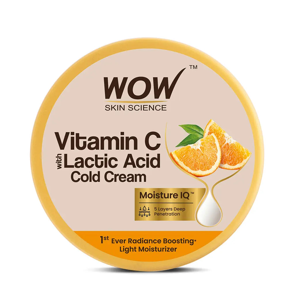Front view of Wow Vitamin C Lactic Acid Cold Cream 200ml jar