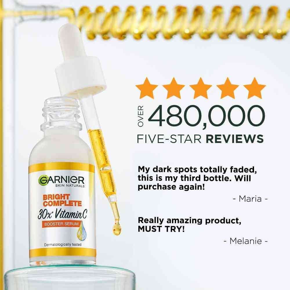 Garnier serum 30ml packaging with ingredients