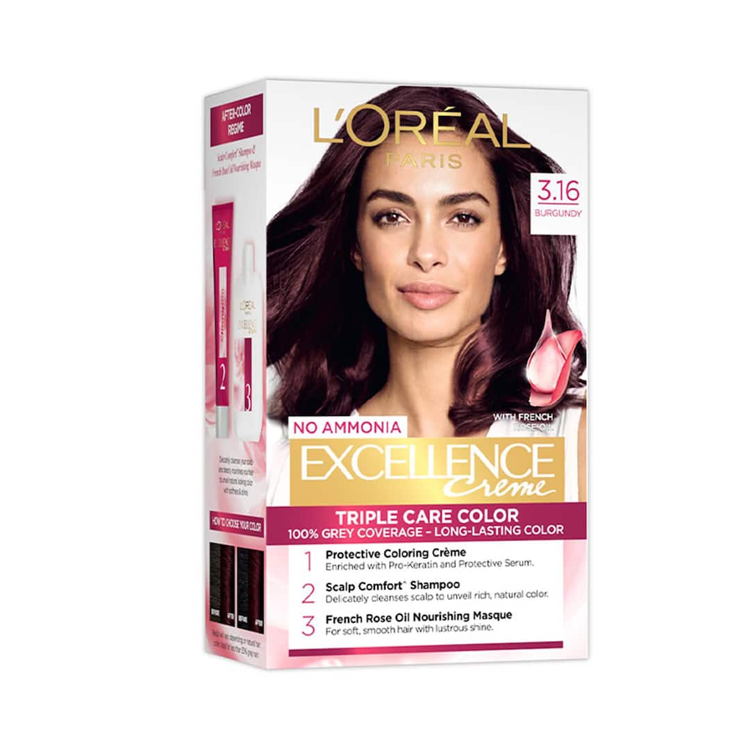L'Oreal  Paris Excellence Creme Hair Color 3.16 Burgundy, 100g+72ml