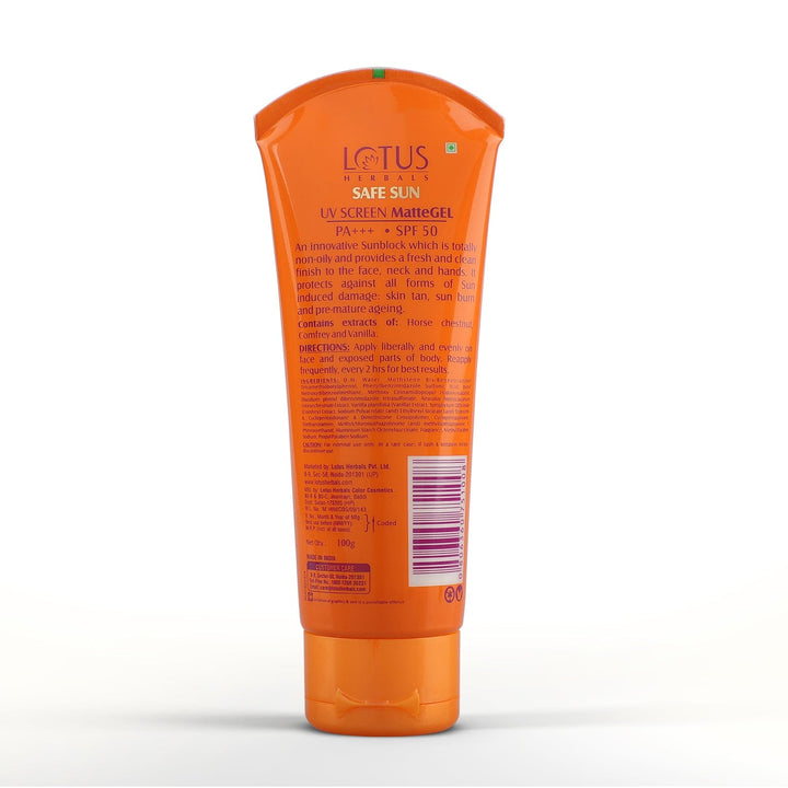 Lotus Herbals Safe Sun UV Screen Matte Gel Pa+++ SPF - 50, 100g
