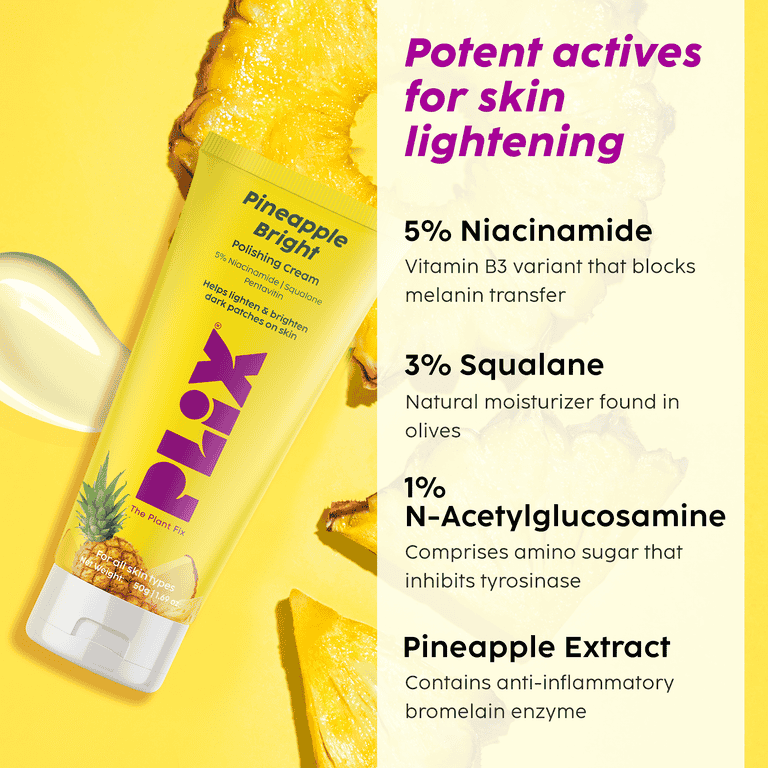 Plix Pineapple Bright Polishing Cream for Dark Underarms & Even-Toned Skin, 50g