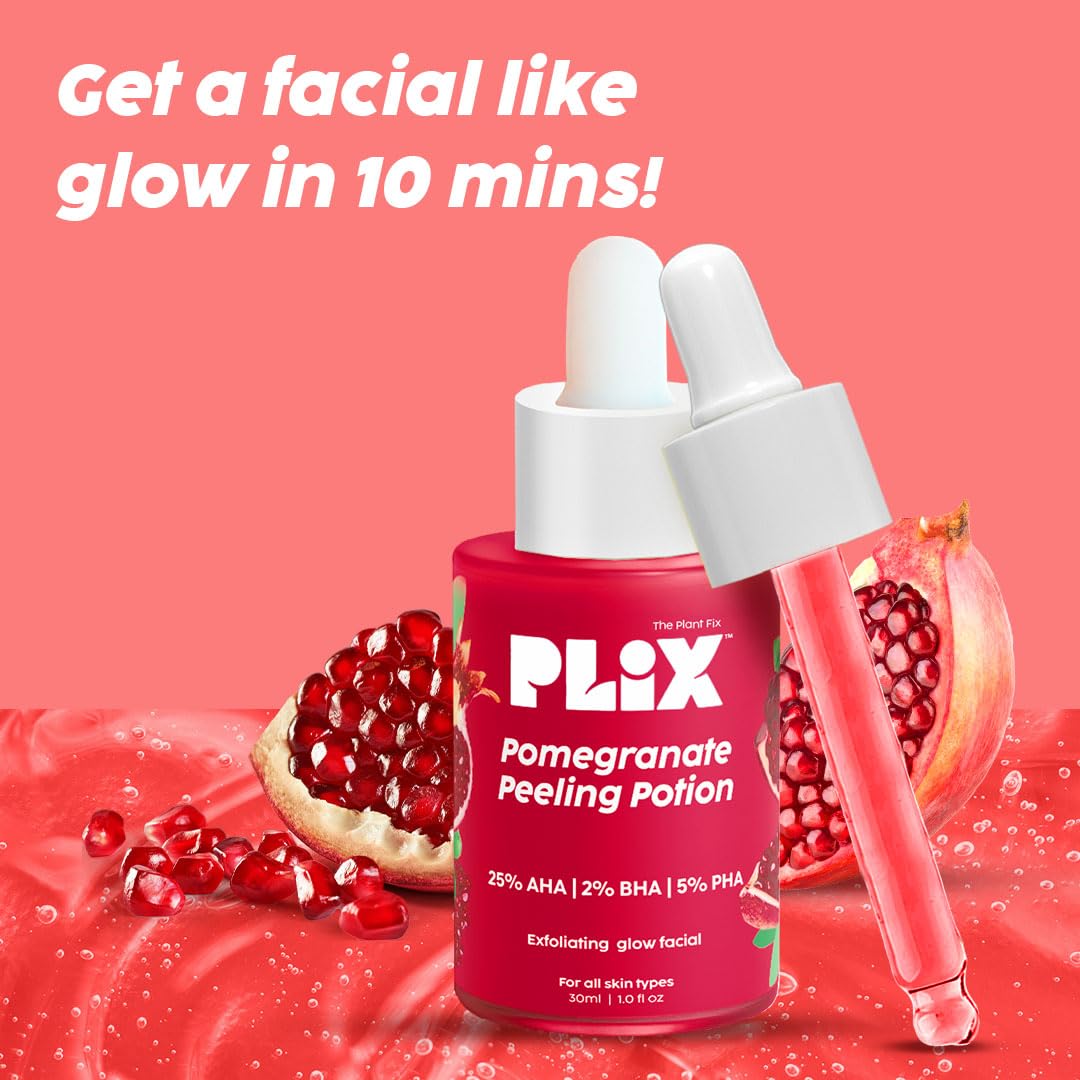 Plix Pomegranate Peeling Potion for Smooth, Tan-Free Glowing Skin, 30ml