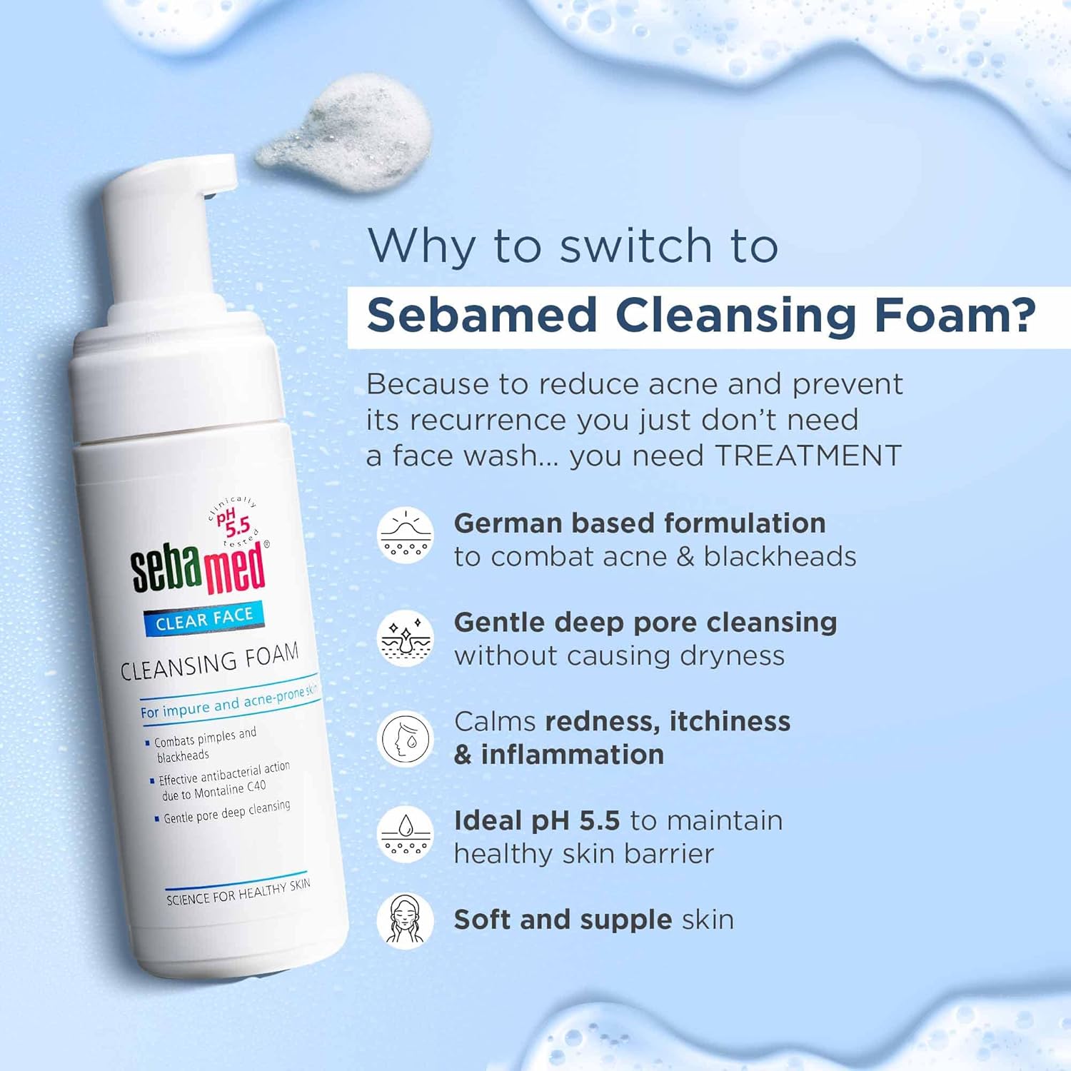 Sebamed Clear Face Cleansing Foam for Acne Prone Skin, 150ml3
