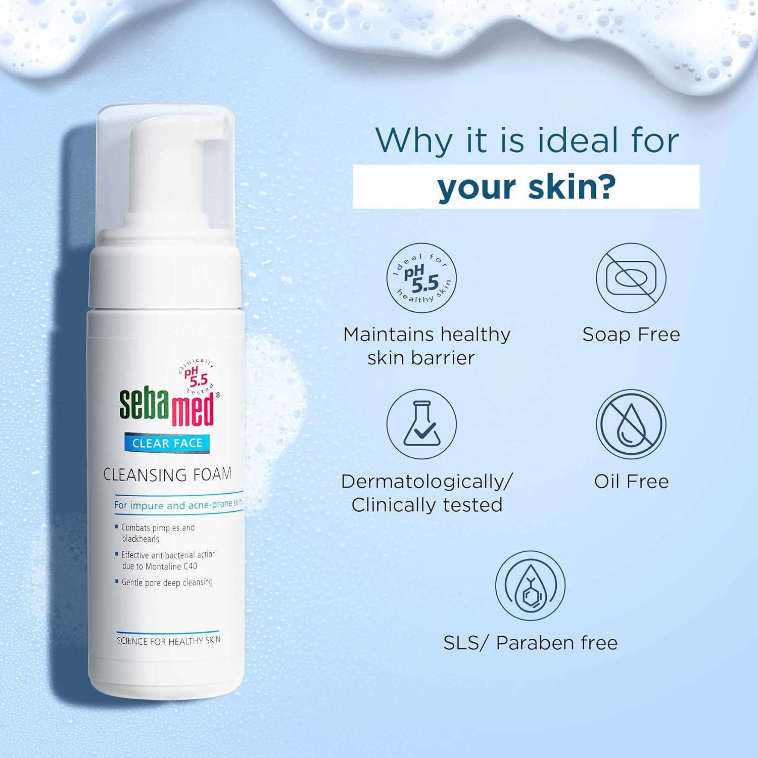 Sebamed Clear Face Cleansing Foam for Acne Prone Skin, 150ml5