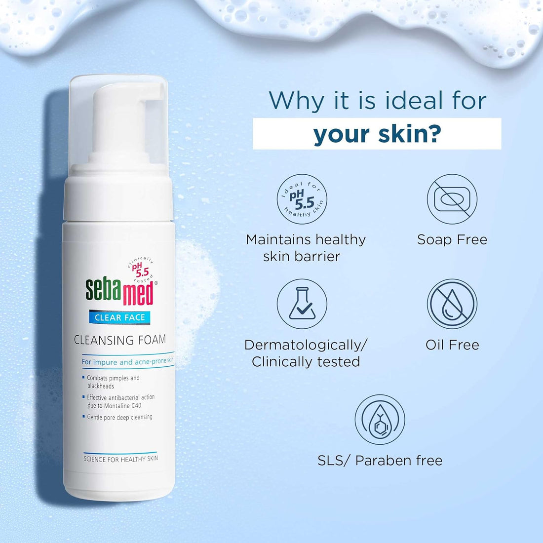 Sebamed Clear Face Cleansing Foam for Acne Prone Skin, 150ml5