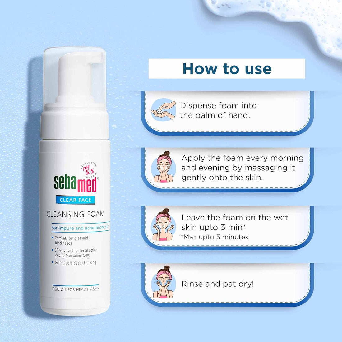 Sebamed Clear Face Cleansing Foam for Acne Prone Skin, 150ml6