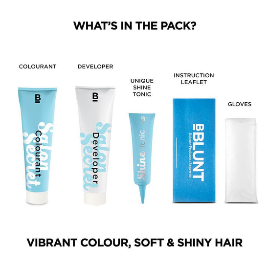 Step-by-step guide illustration for applying BBLUNT Hair Colour.